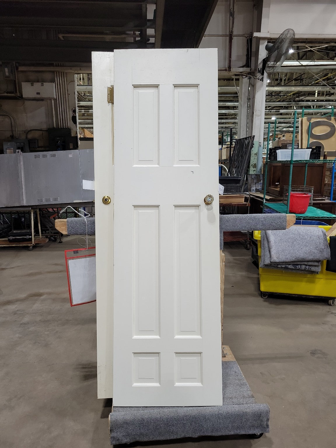 Vintage 5-Panel Wood Door with Glass Knob and Brass Rosette - 24" W x 80" H x 1 ¼" D