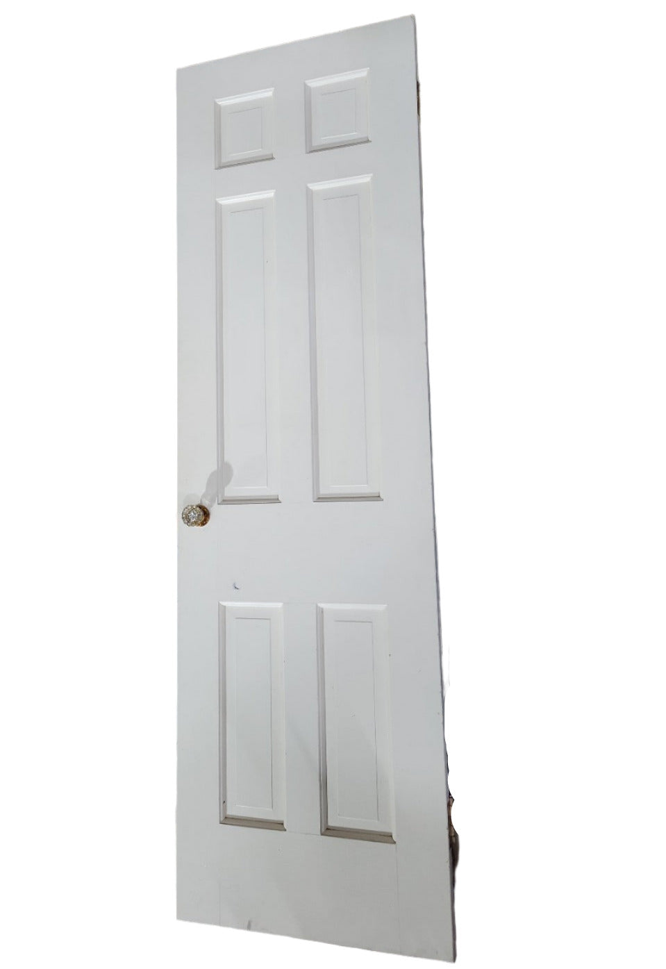 Vintage 5-Panel Wood Door with Glass Knob and Brass Rosette - 24" W x 80" H x 1 ¼" D