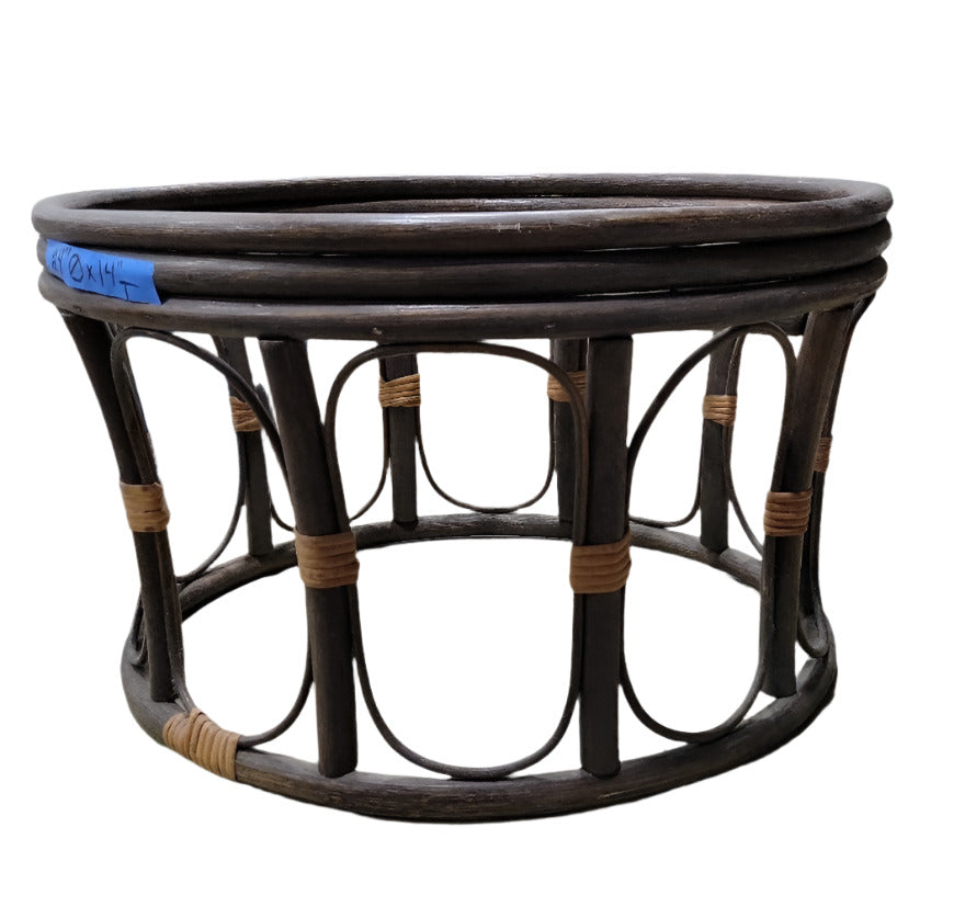 Modern Bent Rattan Ottoman Base – 14" Tall x 21" Diameter