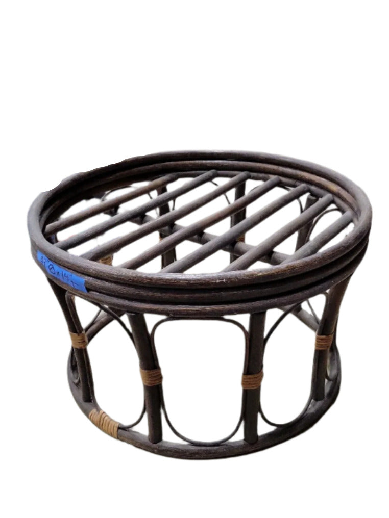 Modern Bent Rattan Ottoman Base – 14" Tall x 21" Diameter