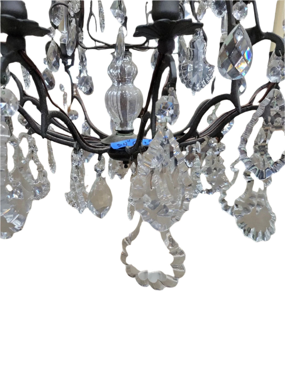 Vintage Crystal Prism Chandelier with 12-Light Candelabra Arms