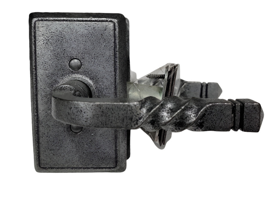 Emtek San Carlos Lever Set – Satin Steel with Rectangular Backplate