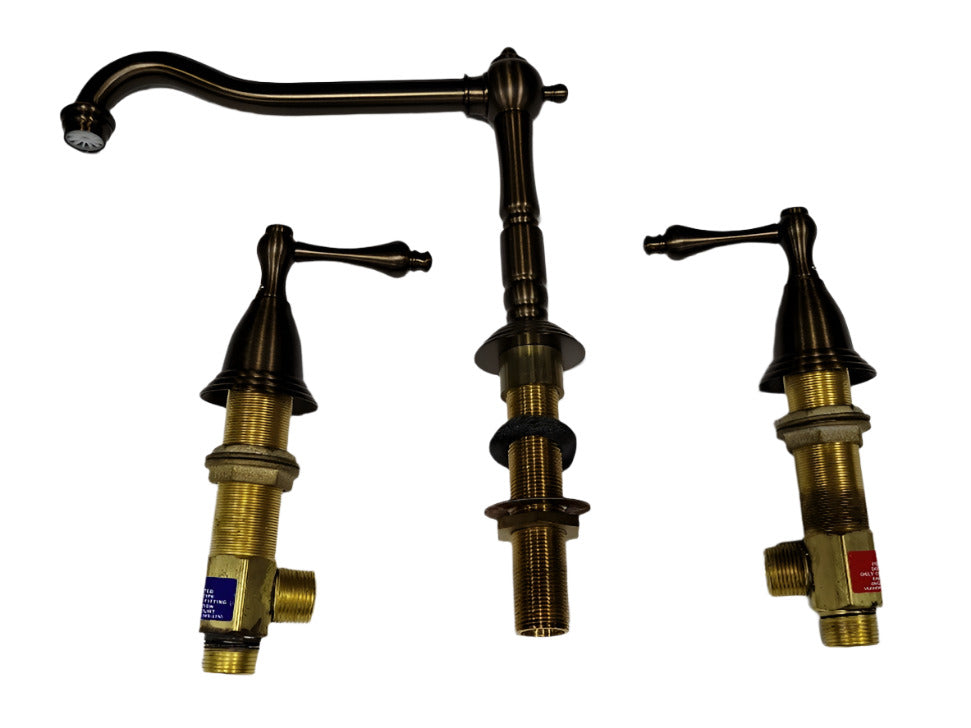 Two-Handle Widespread Kitchen Faucet Set – Aged Brass Finish