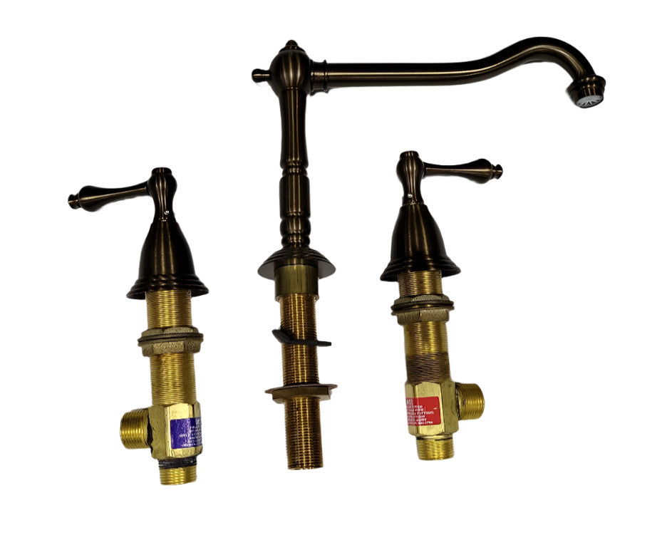 Two-Handle Widespread Kitchen Faucet Set – Aged Brass Finish
