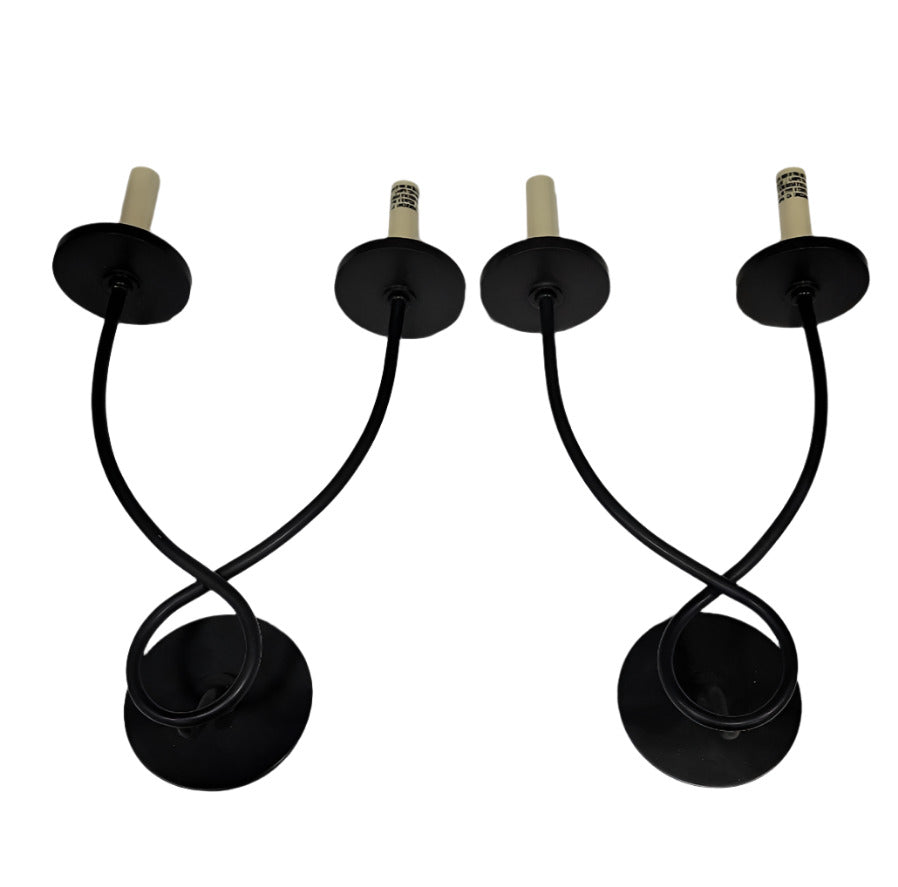 Pair of Contemporary Wall Sconces – Black Metal Arms with Rectangular Shades