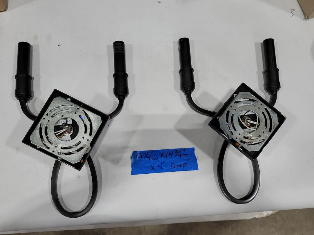 Pair of Contemporary Black Iron Wall Sconces with White Shades