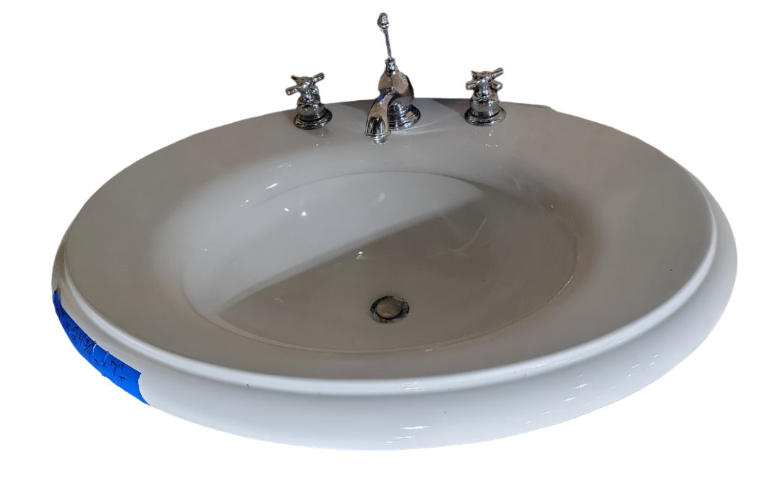 Kohler Vintage Oval Pedestal Sink with Chrome Cross-Handle Faucet