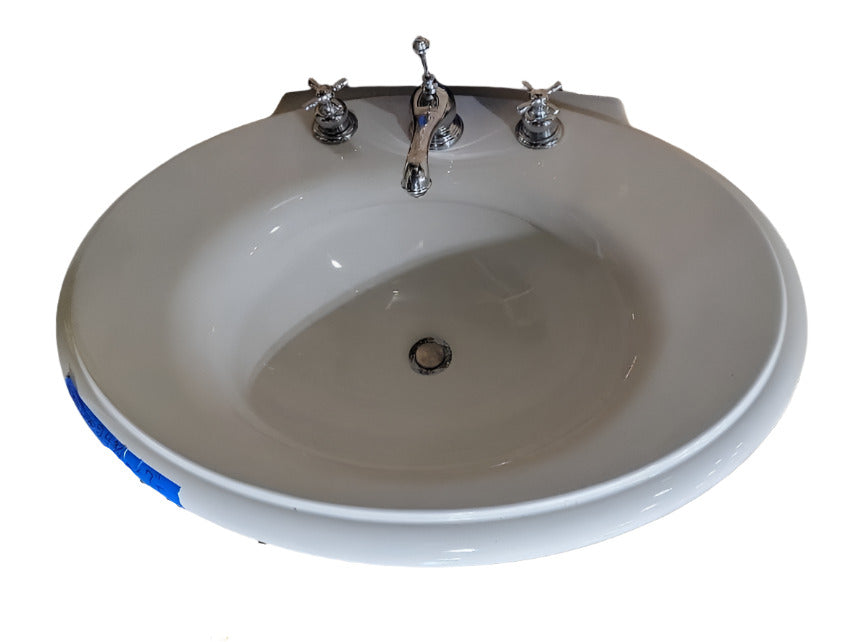 Kohler Vintage Oval Pedestal Sink with Chrome Cross-Handle Faucet