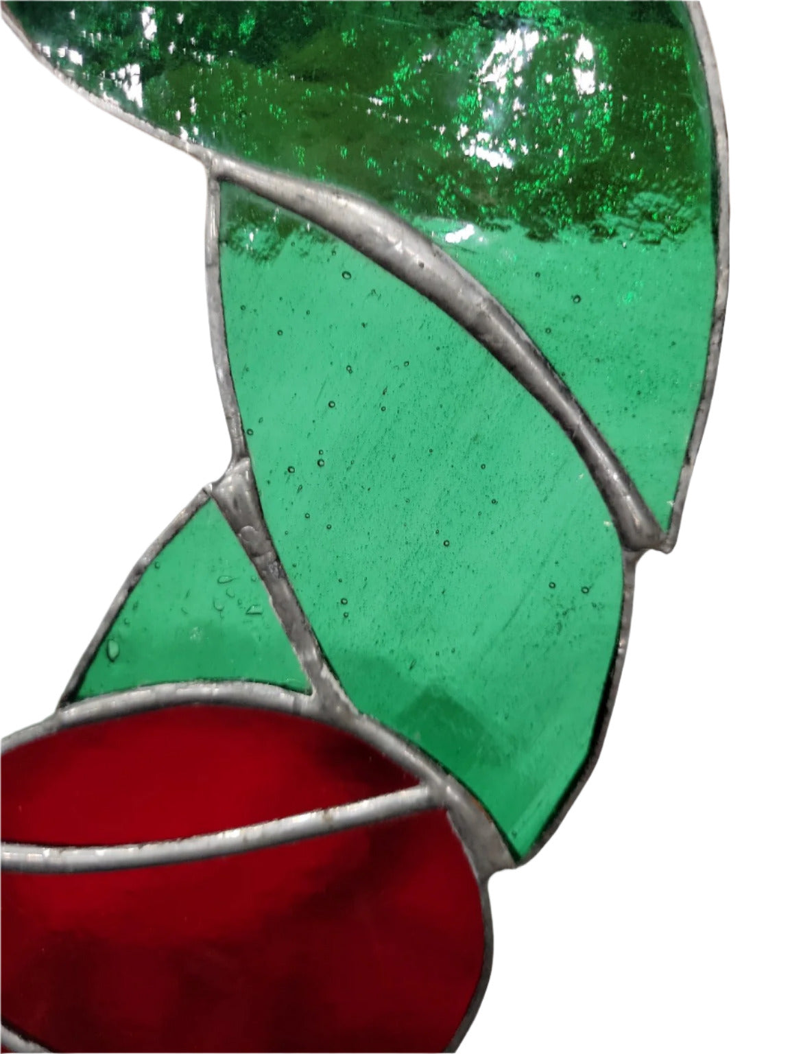Stained Glass Holiday Wreath Panel – Red Bow Accent