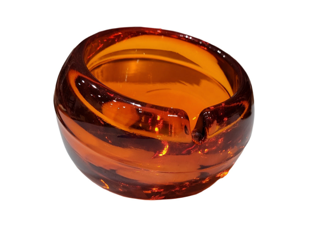 Mid-Century Orange Glass Ashtray – Pressed Glass