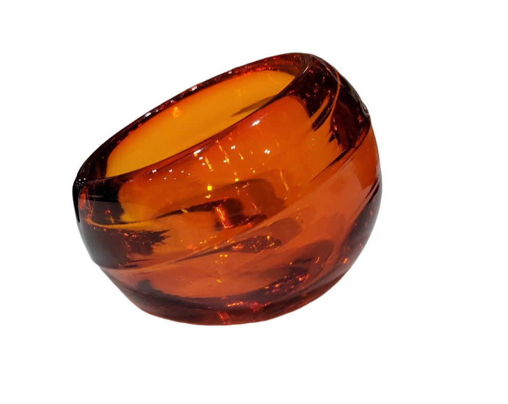 Mid-Century Orange Glass Ashtray – Pressed Glass