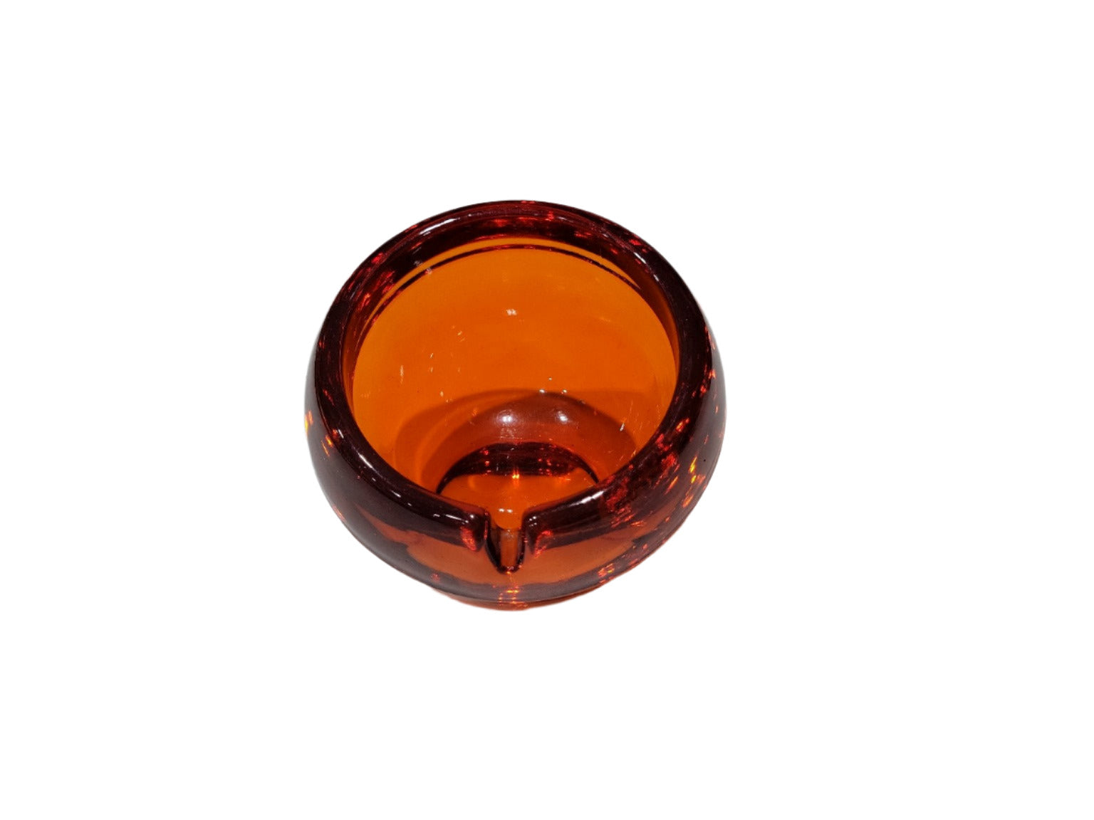 Mid-Century Orange Glass Ashtray – Pressed Glass