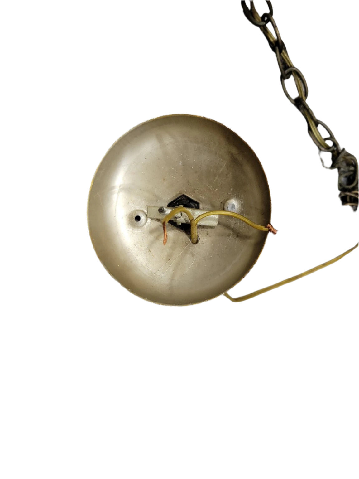 Vintage Stained Glass Pendant Light – Cream & Amber Geometric Paneling