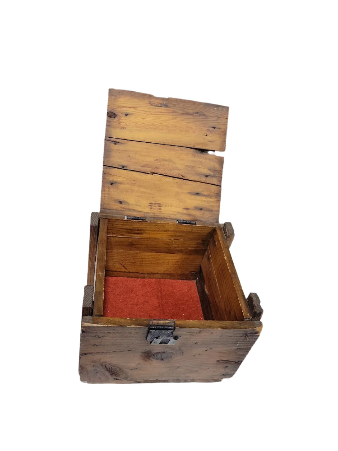 Rustic Handcrafted Wooden Storage Chest with Iron Hardware