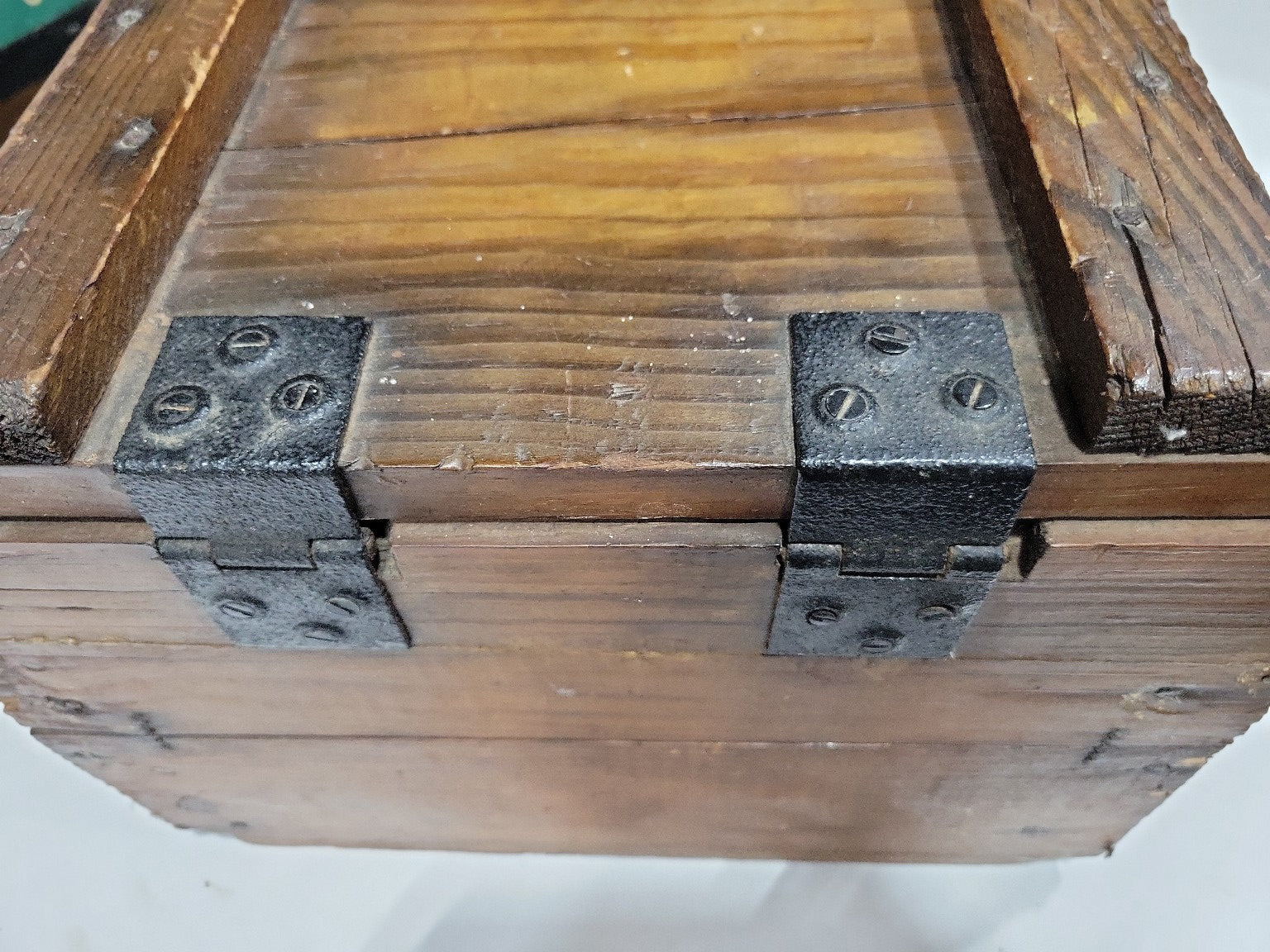 Rustic Handcrafted Wooden Storage Chest with Iron Hardware