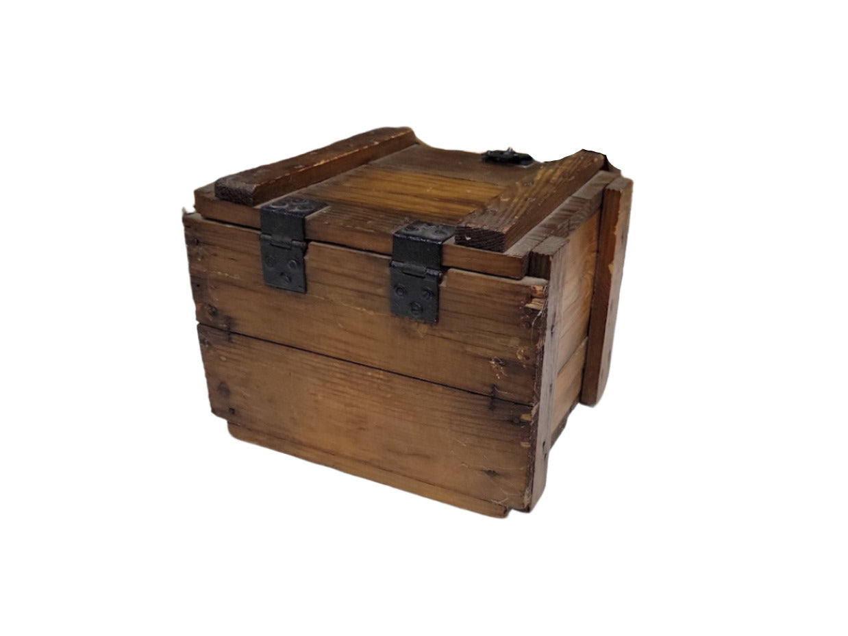 Rustic Handcrafted Wooden Storage Chest with Iron Hardware