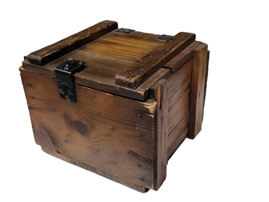 Rustic Handcrafted Wooden Storage Chest with Iron Hardware