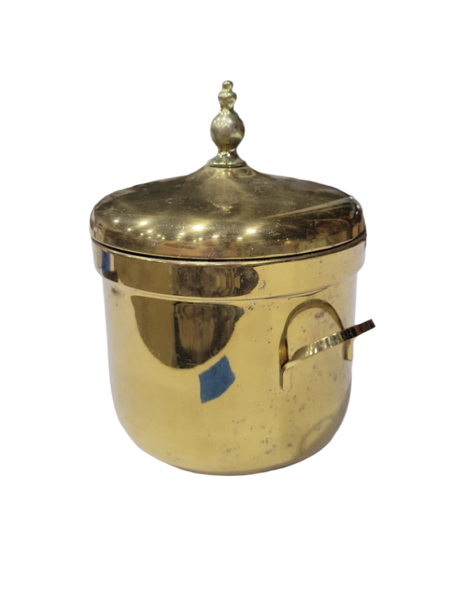 Vintage Brass Ice Bucket with Lid and Handles