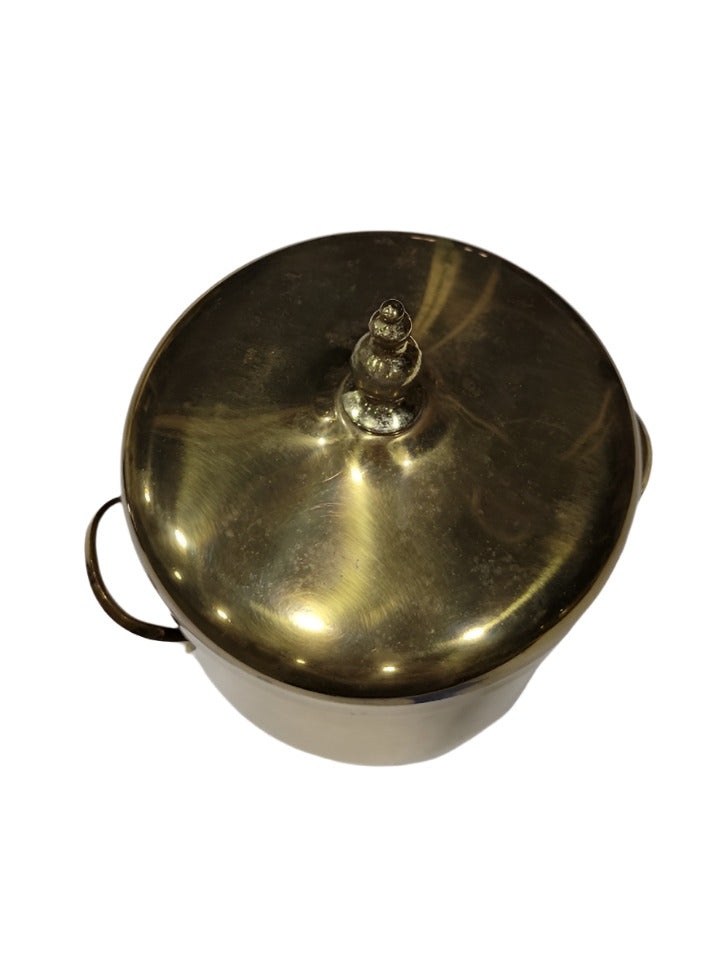 Vintage Brass Ice Bucket with Lid and Handles