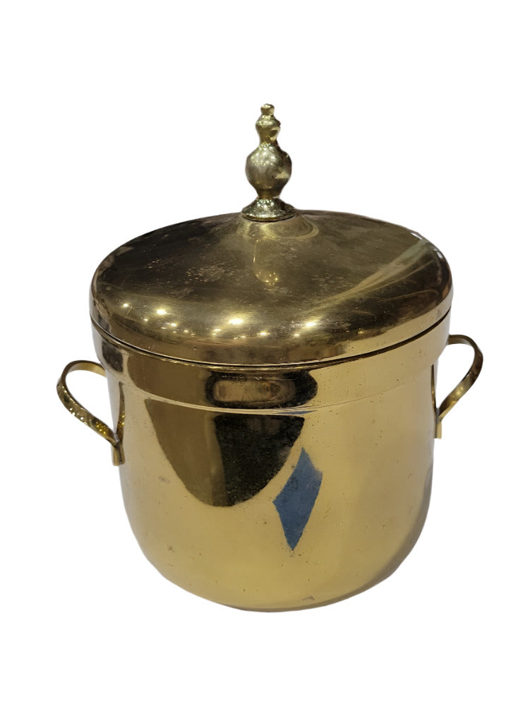 Vintage Brass Ice Bucket with Lid and Handles