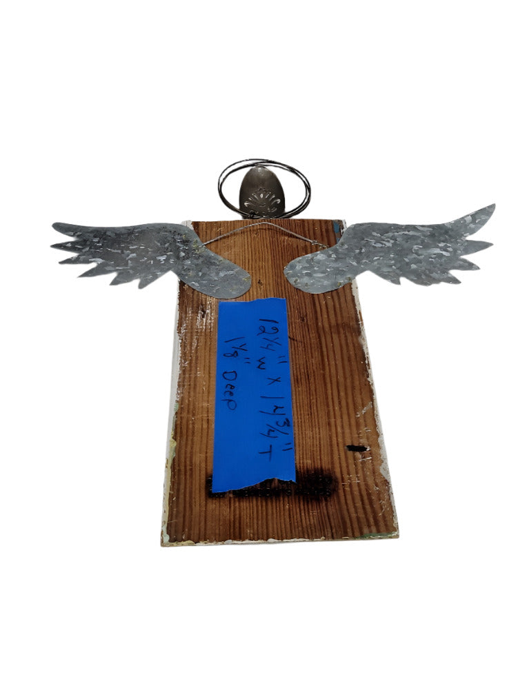 Upcycled Tin and Wood Angel Wall Decor – Reclaimed Salvage Art