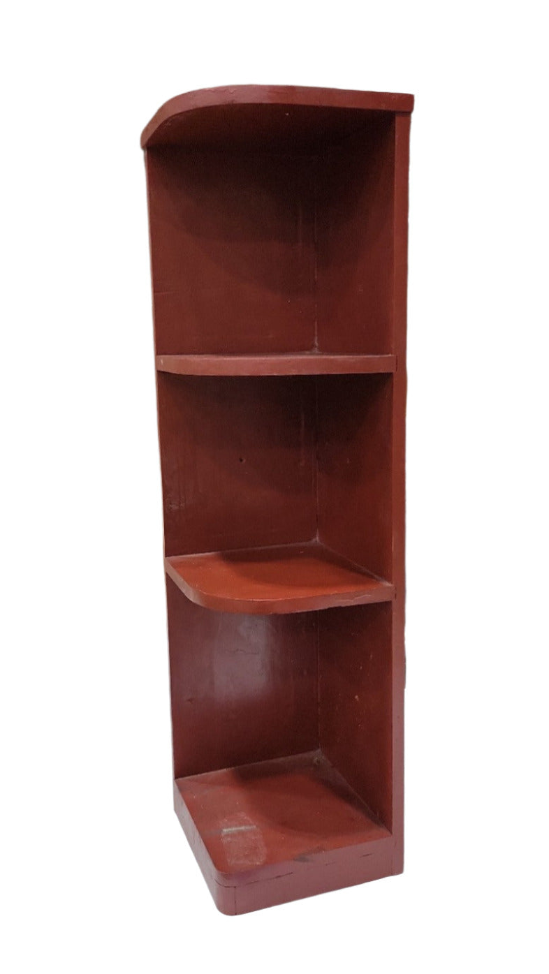 Tall Painted Corner Shelf – 3-Tier Rustic Red Display Unit