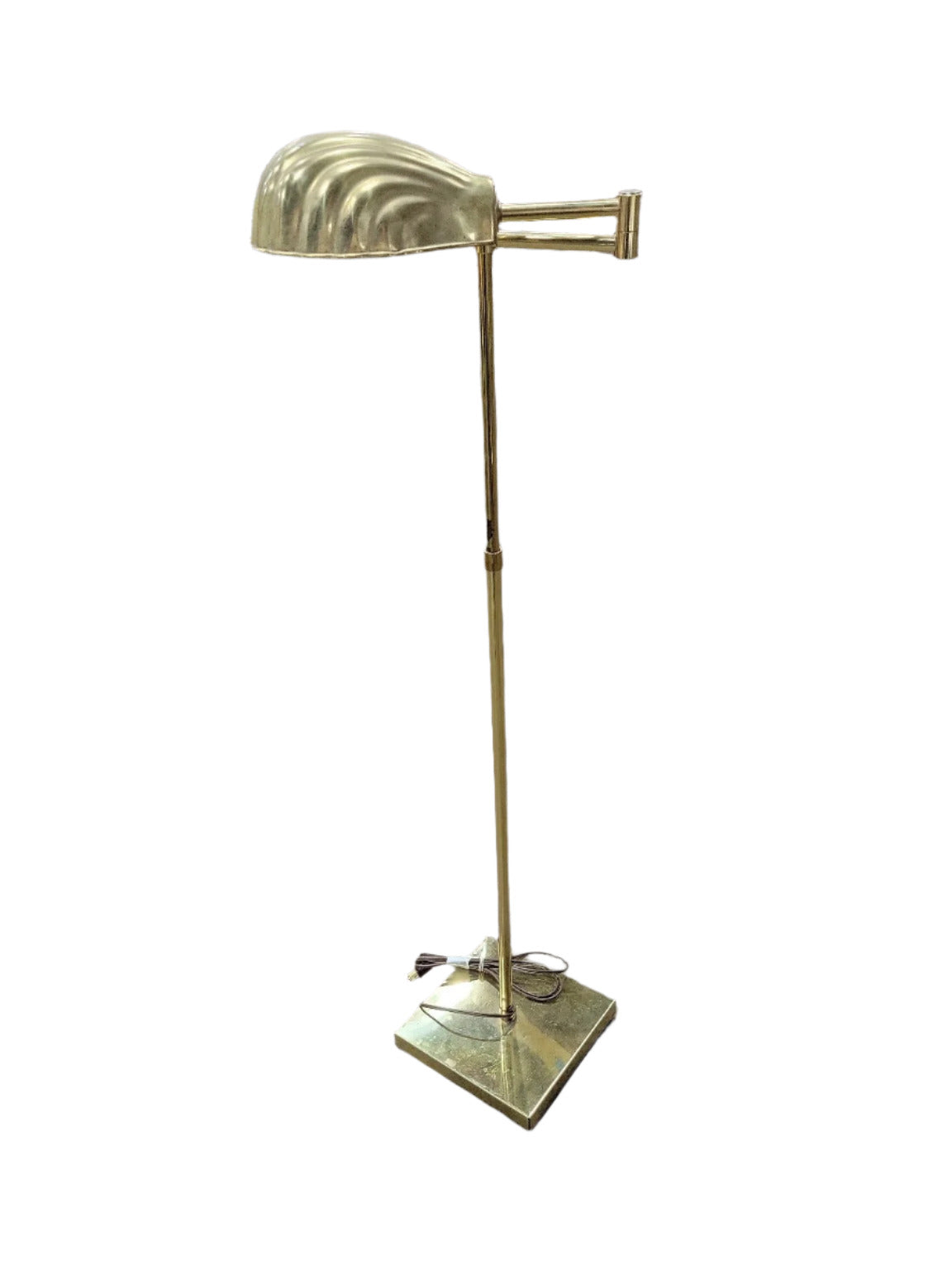 Adjustable Brass Pharmacy Floor Lamp – Shell Shade