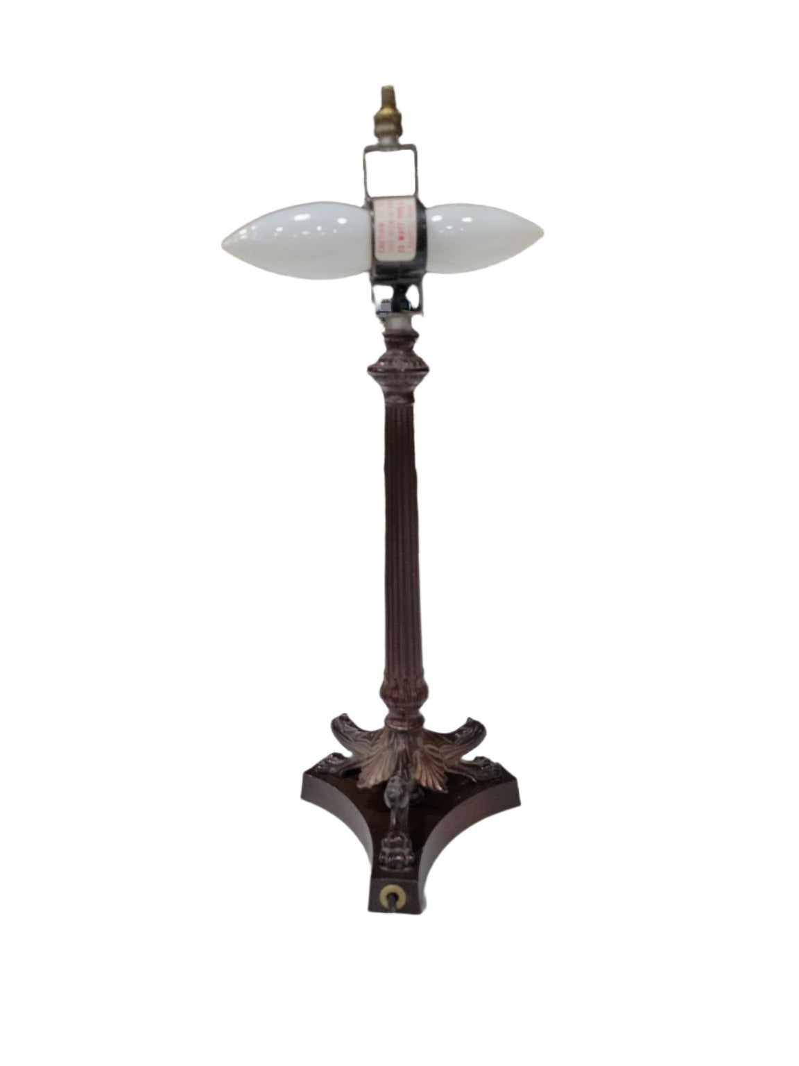 Cast Iron Table Lamp with Pleated Shade – Claw Foot Base