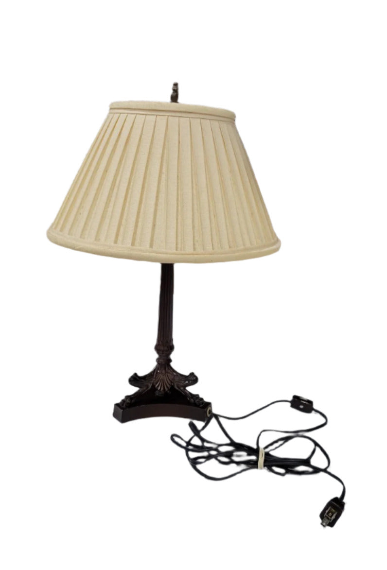 Cast Iron Table Lamp with Pleated Shade – Claw Foot Base