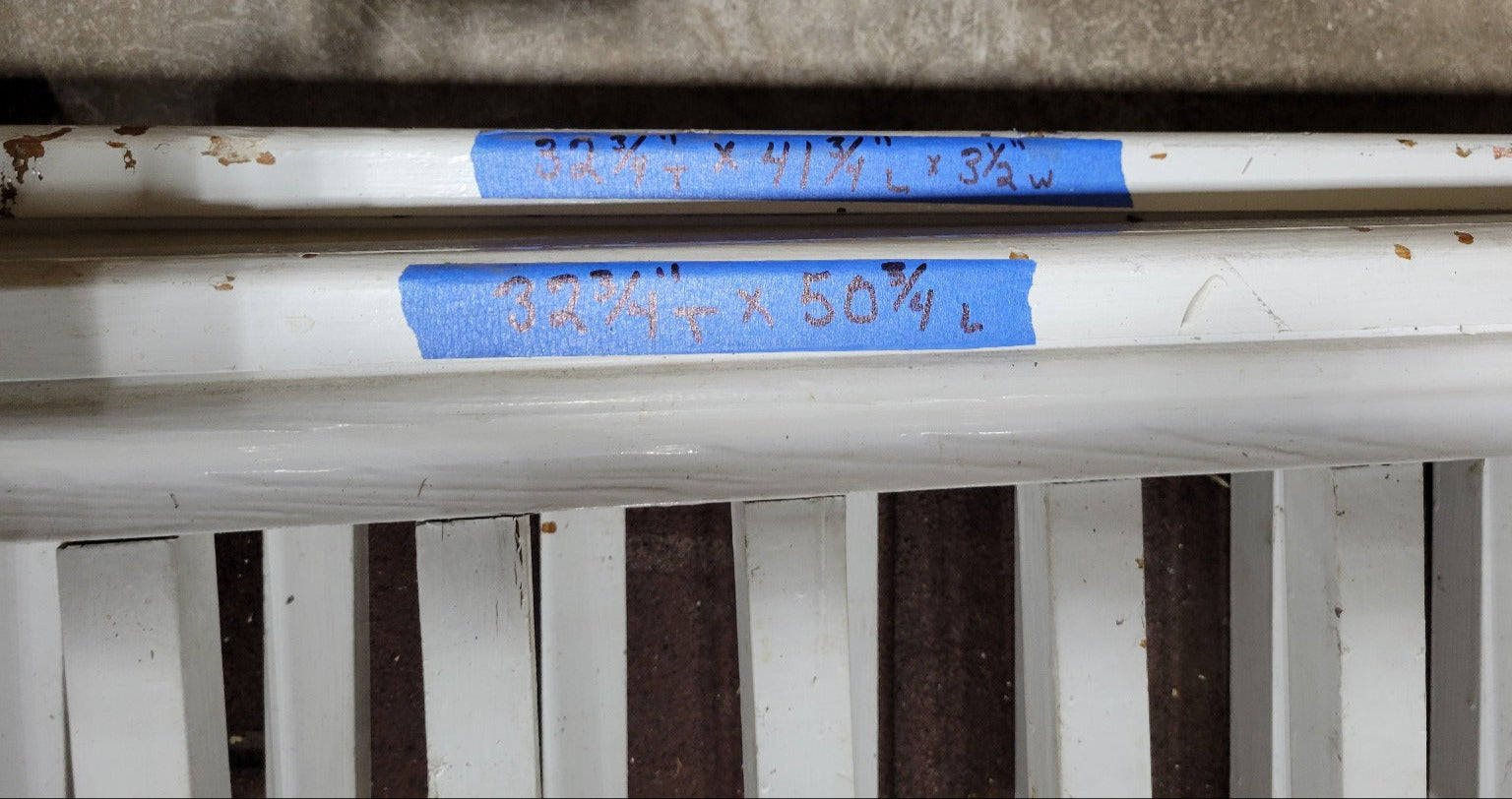 Reclaimed Painted Wood Railings – Set of Two Straight Sections with Square Spindles