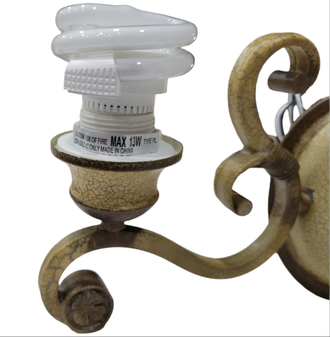 Vintage Dual-Light Scroll Sconce – Crackle Finish Iron Wall Fixture