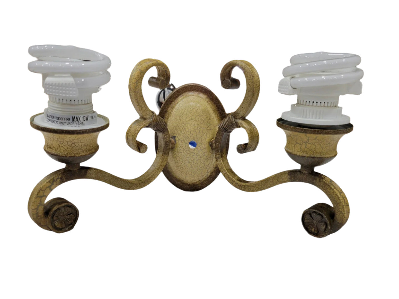 Vintage Dual-Light Scroll Sconce – Crackle Finish Iron Wall Fixture
