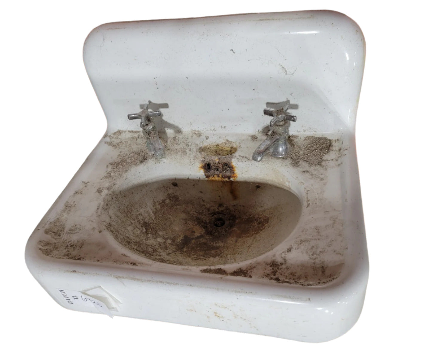 Antique Wall Mount Cast Iron Sink with Double Faucets