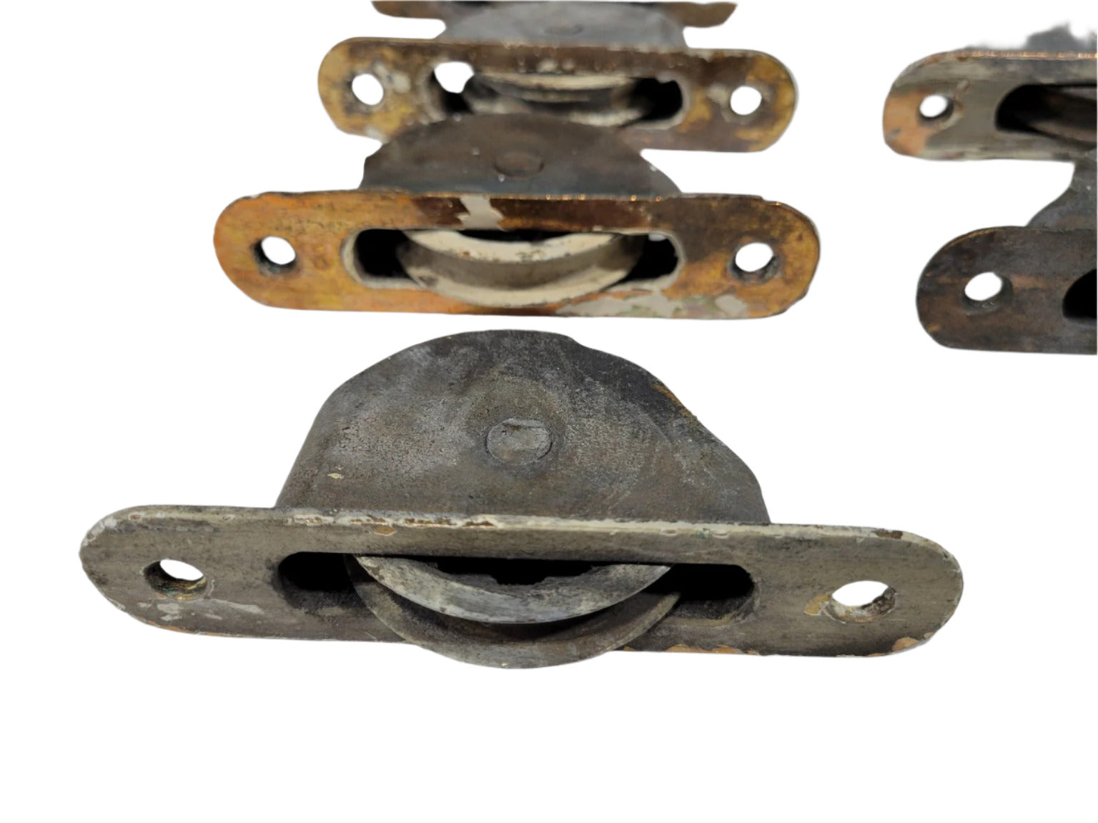 Lot of 15 Antique Cast Iron Sash Pulleys – 5" T x 1 1/8" W x 2" Pulley