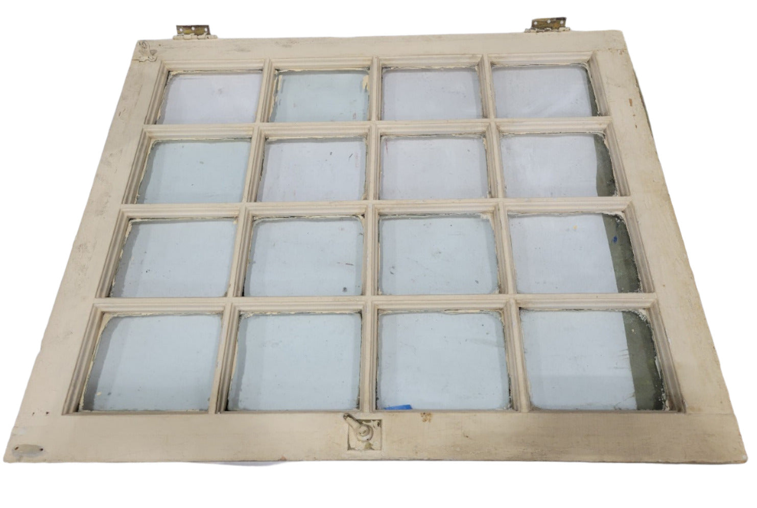Antique 16-Lite Sash Window with Original Lock – 34 ½" W x 28 ½" T