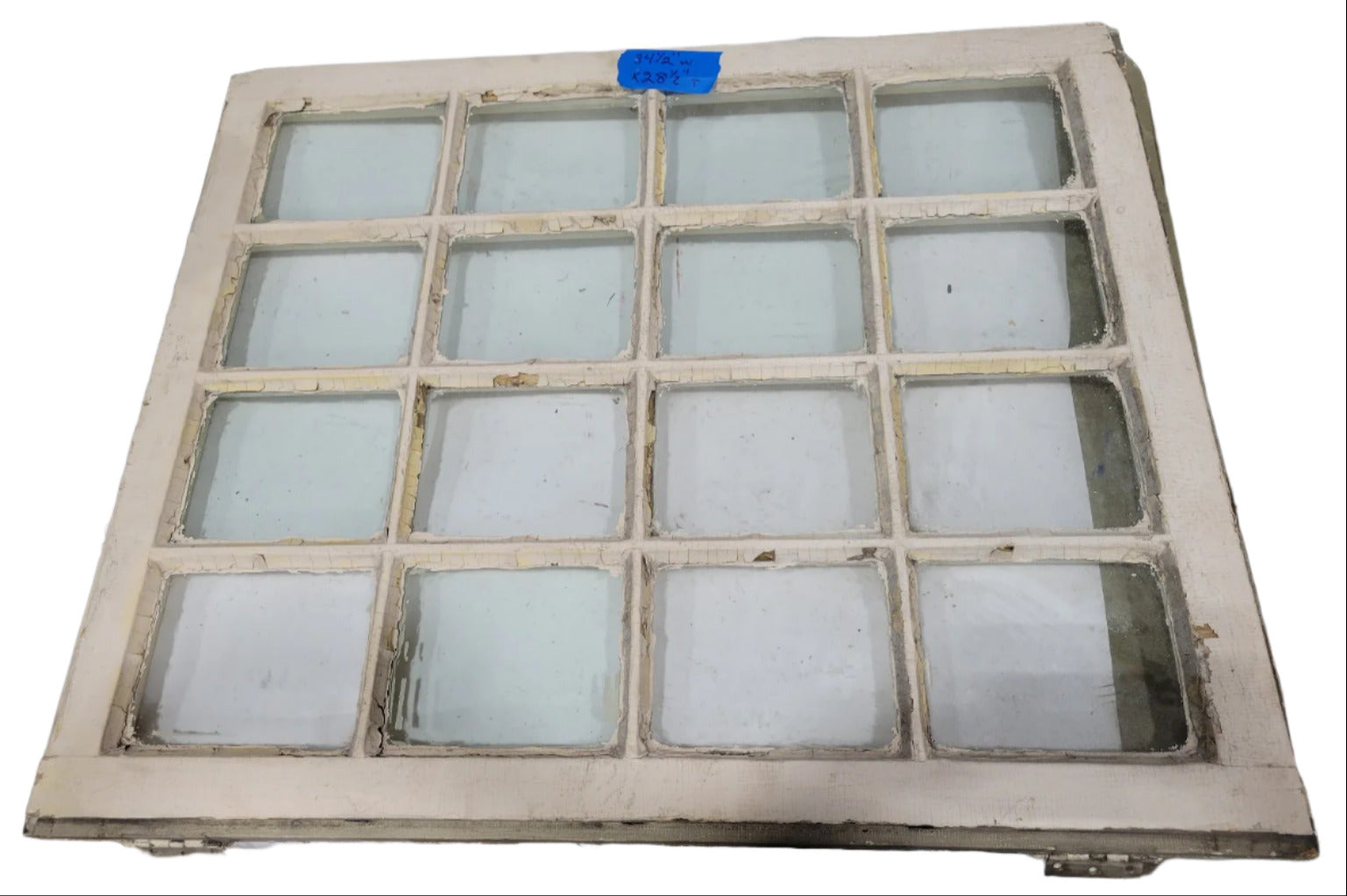 Antique 16-Lite Sash Window with Original Lock – 34 ½" W x 28 ½" T