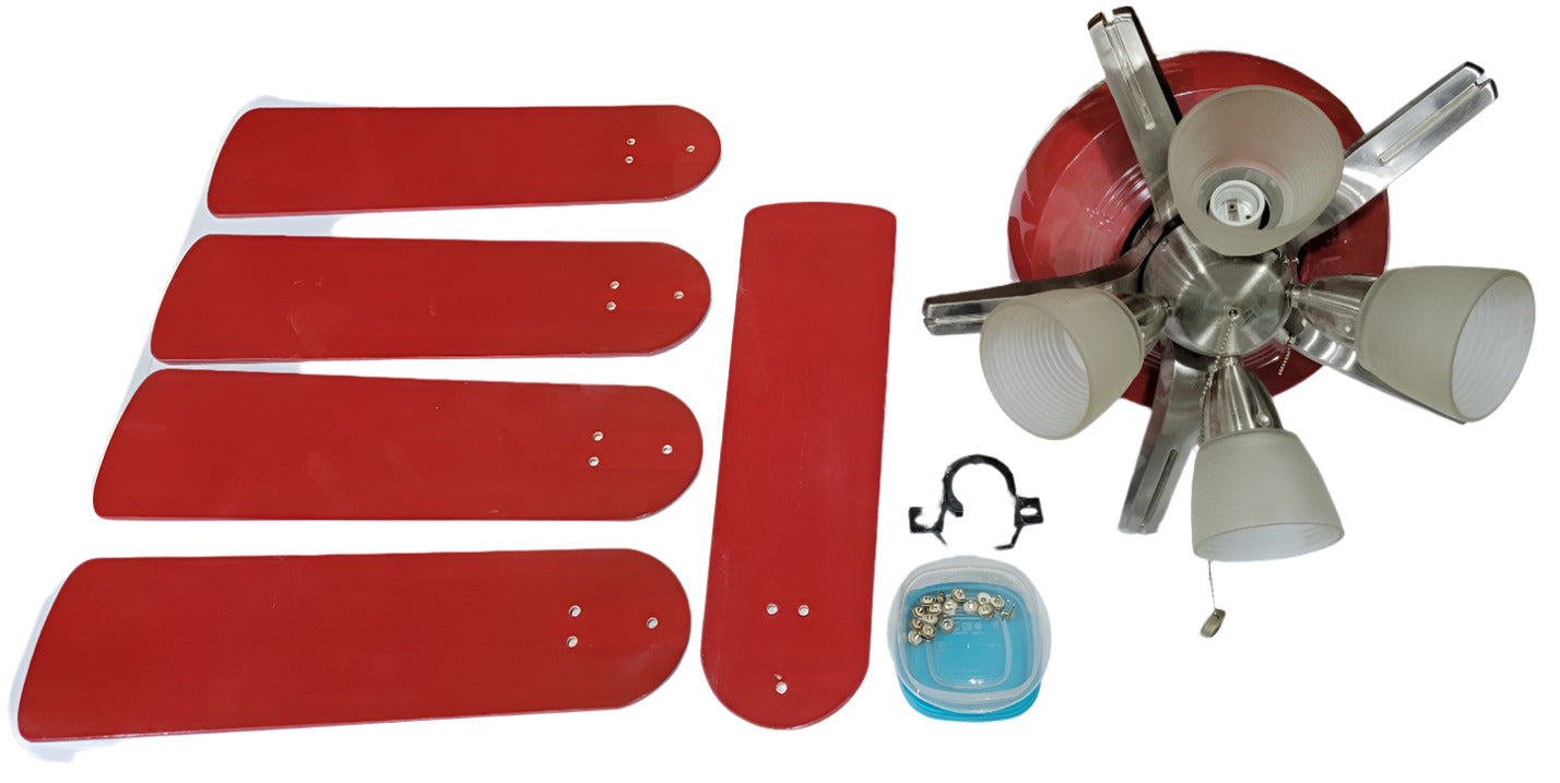 Harbor Breeze 52" Ceiling Fan with Red Blades and 4-Light Fixture