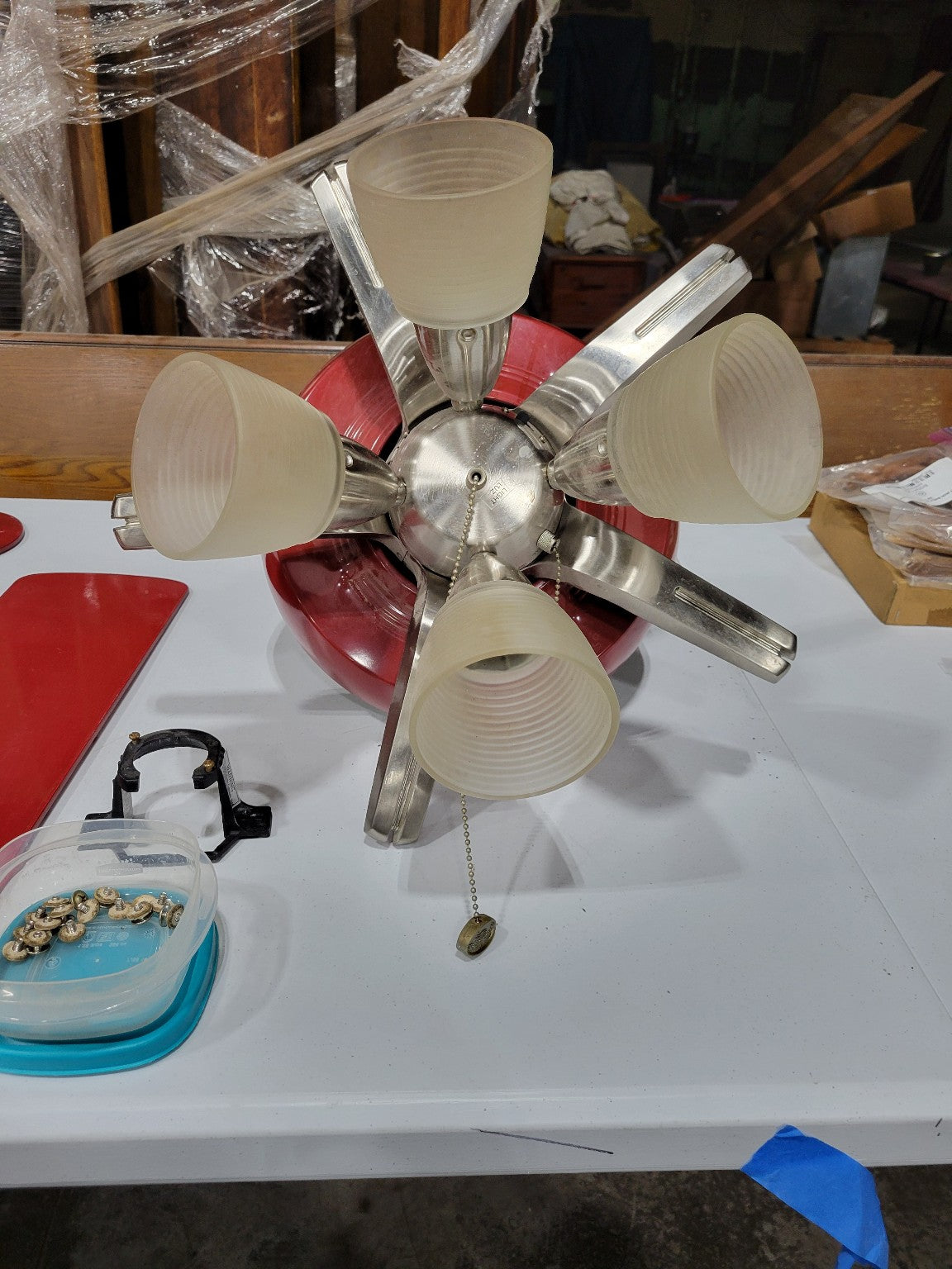 Harbor Breeze 52" Ceiling Fan with Red Blades and 4-Light Fixture