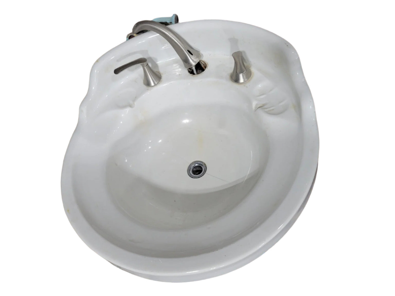 Vintage Pedestal Sink with Faucet – Damaged Porcelain (AS IS)