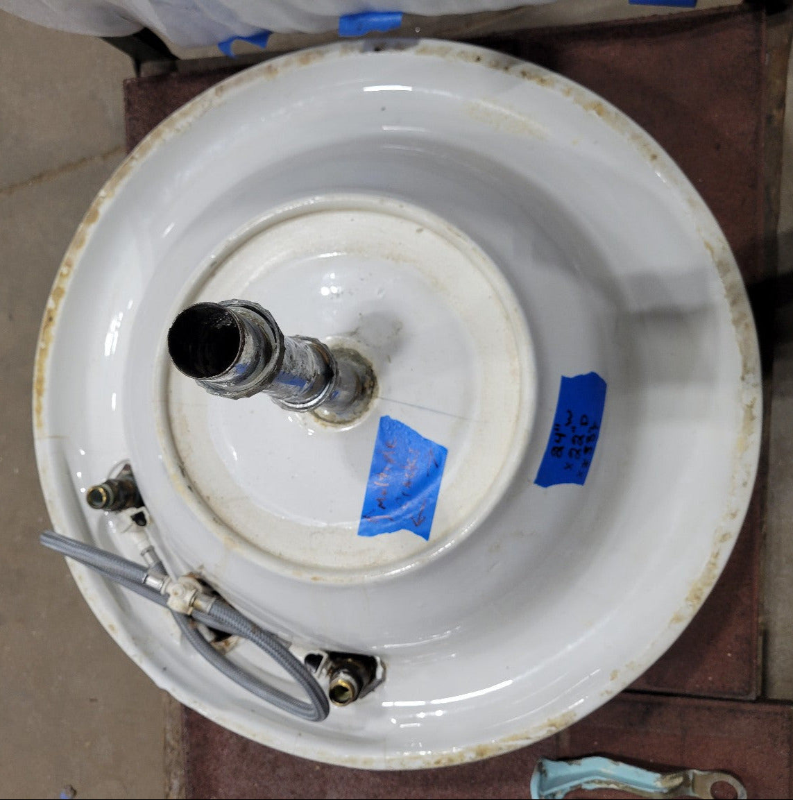 Vintage Pedestal Sink with Faucet – Damaged Porcelain (AS IS)