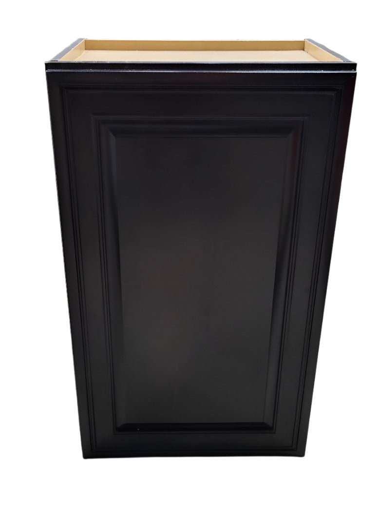 Dark Wood Single-Door Kitchen Wall Cabinet – 16" W x 12" D x 30" T