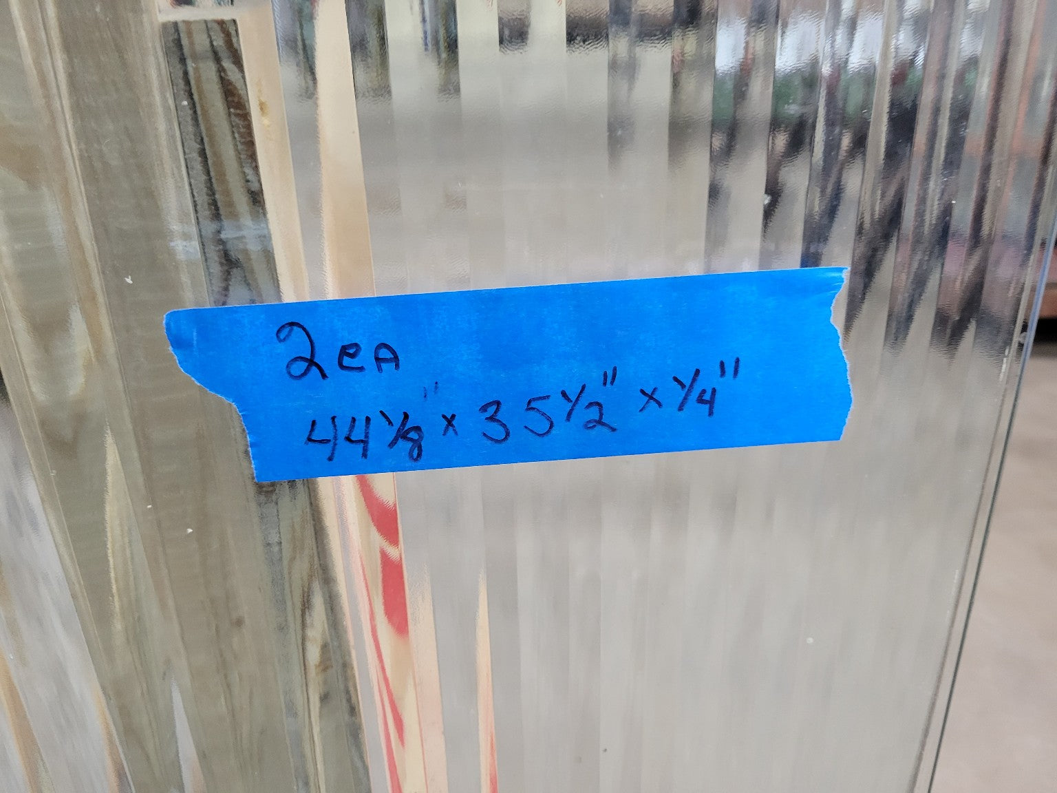 Set of 2 Fluted Glass Panels – 44 ⅛" x 35 ½" x ¼"