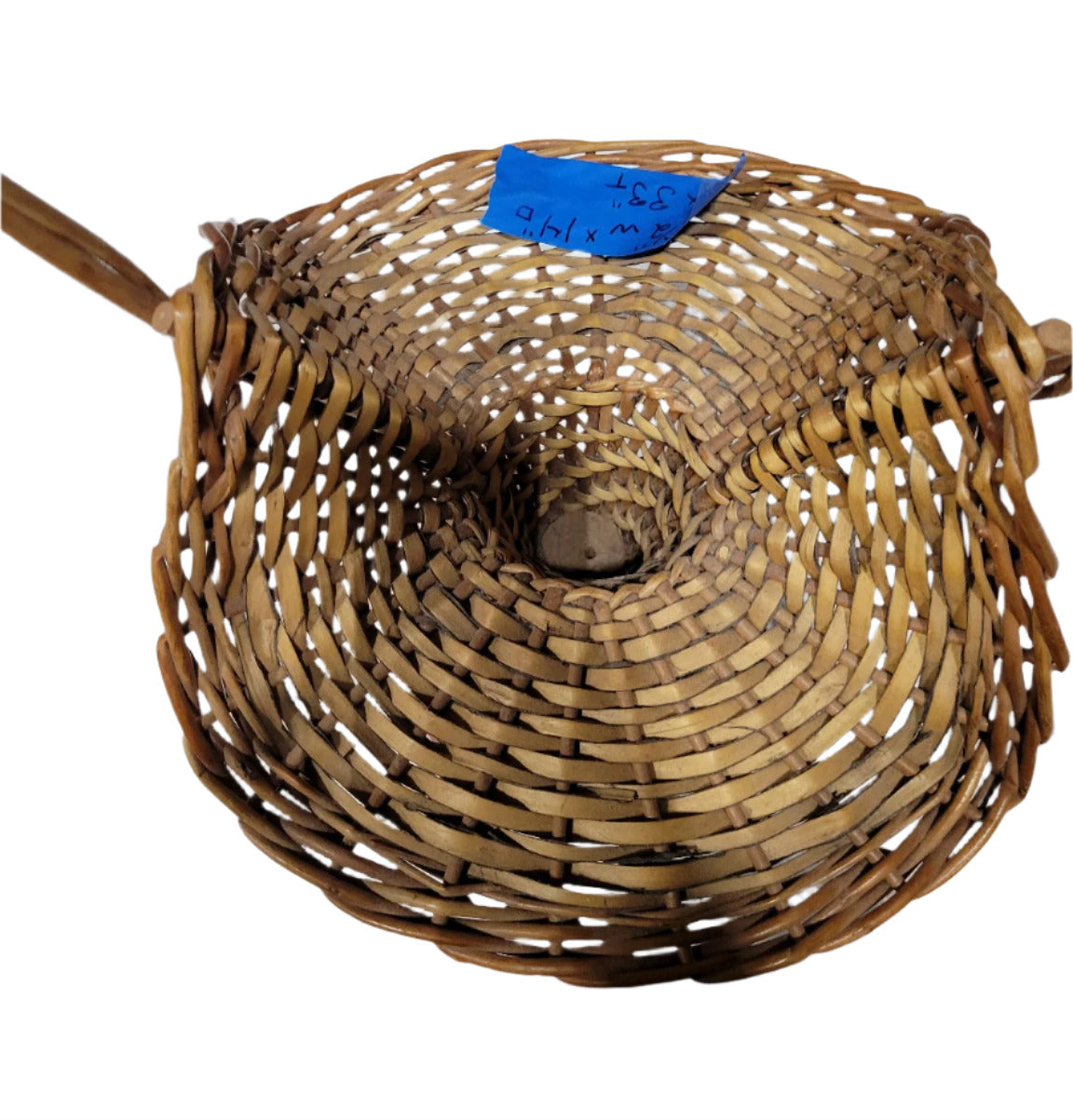 1960's–70's Handwoven Wicker Bonnet Basket for Dried Flower Display