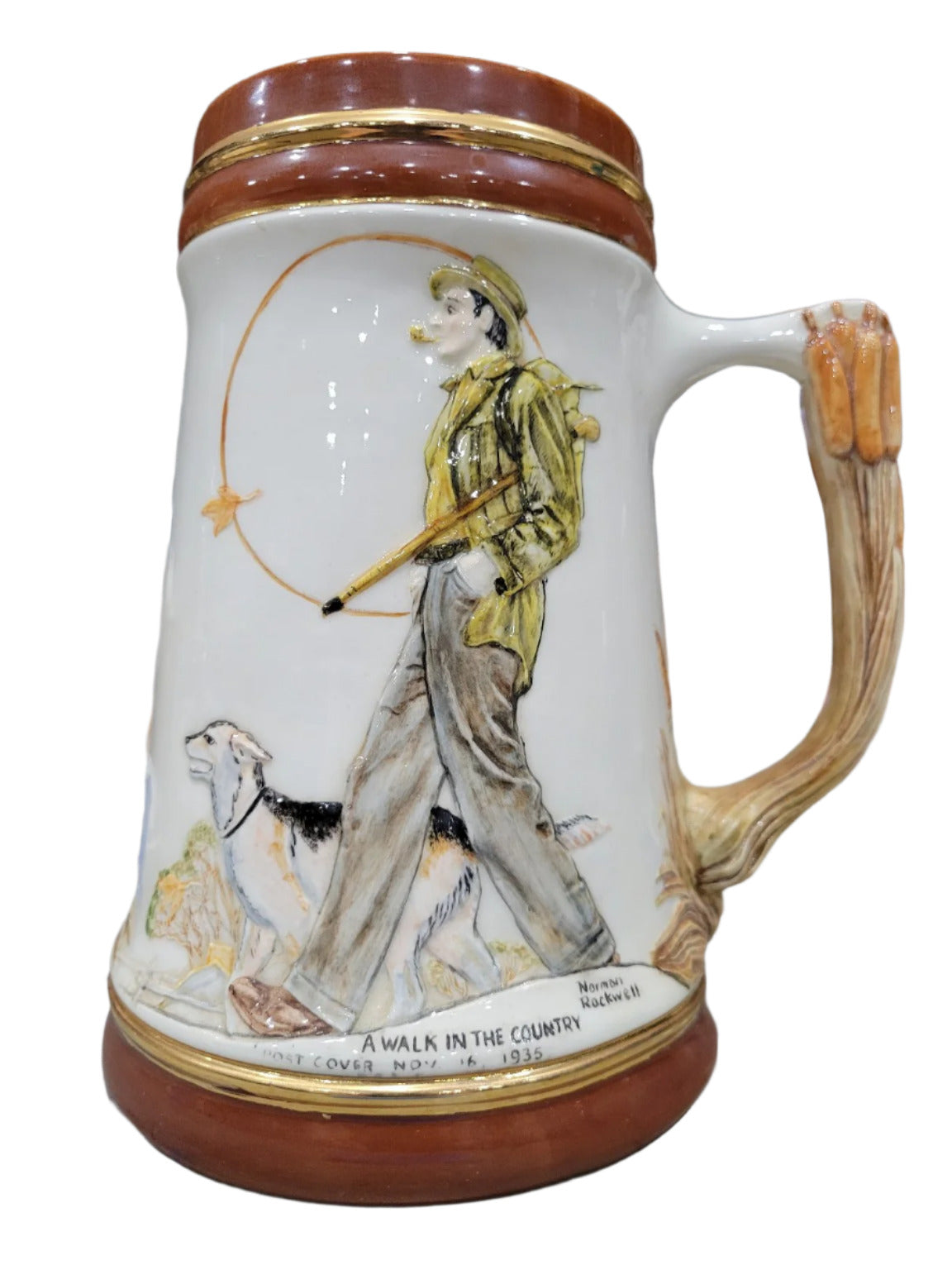 Norman Rockwell “A Walk in the Country” Stein – 1935 Post Cover Edition