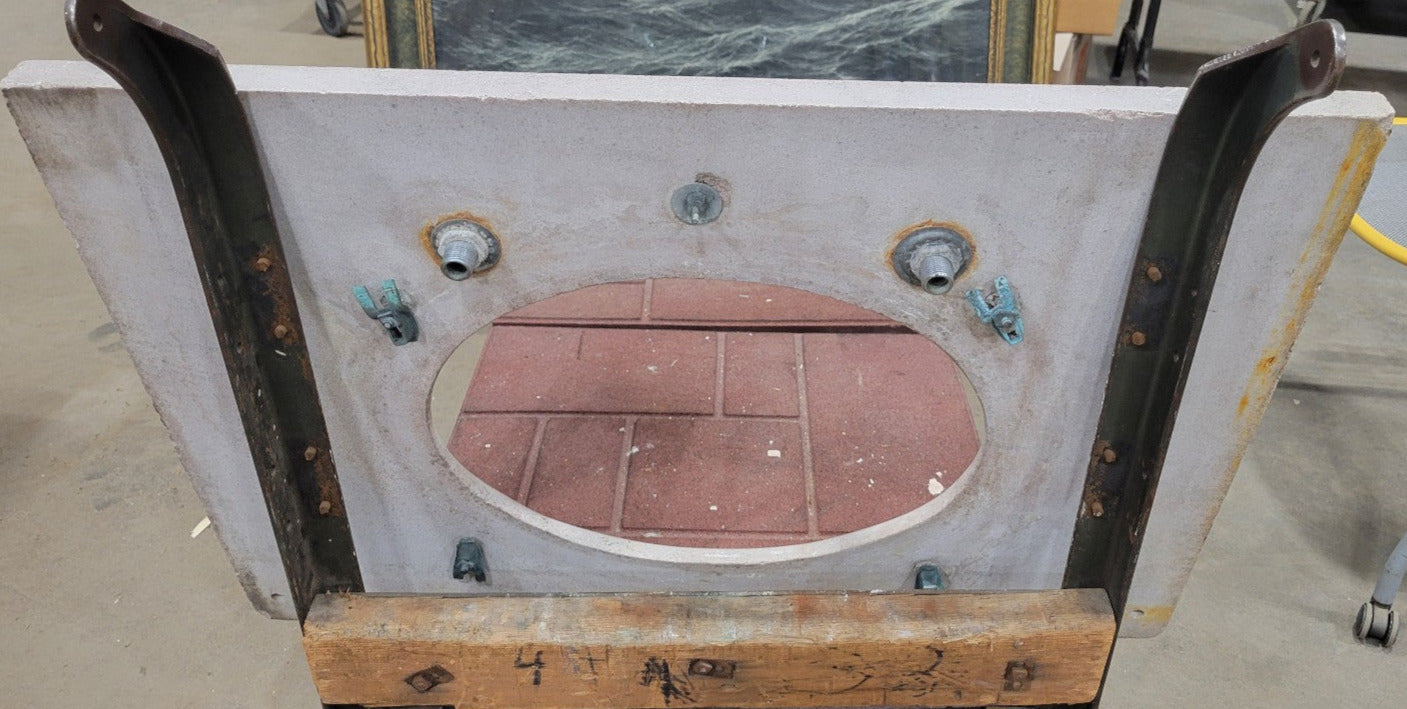 Antique Porcelain Drop-In Sink Basin & Pink Virginia Marble Stone Vanity Top