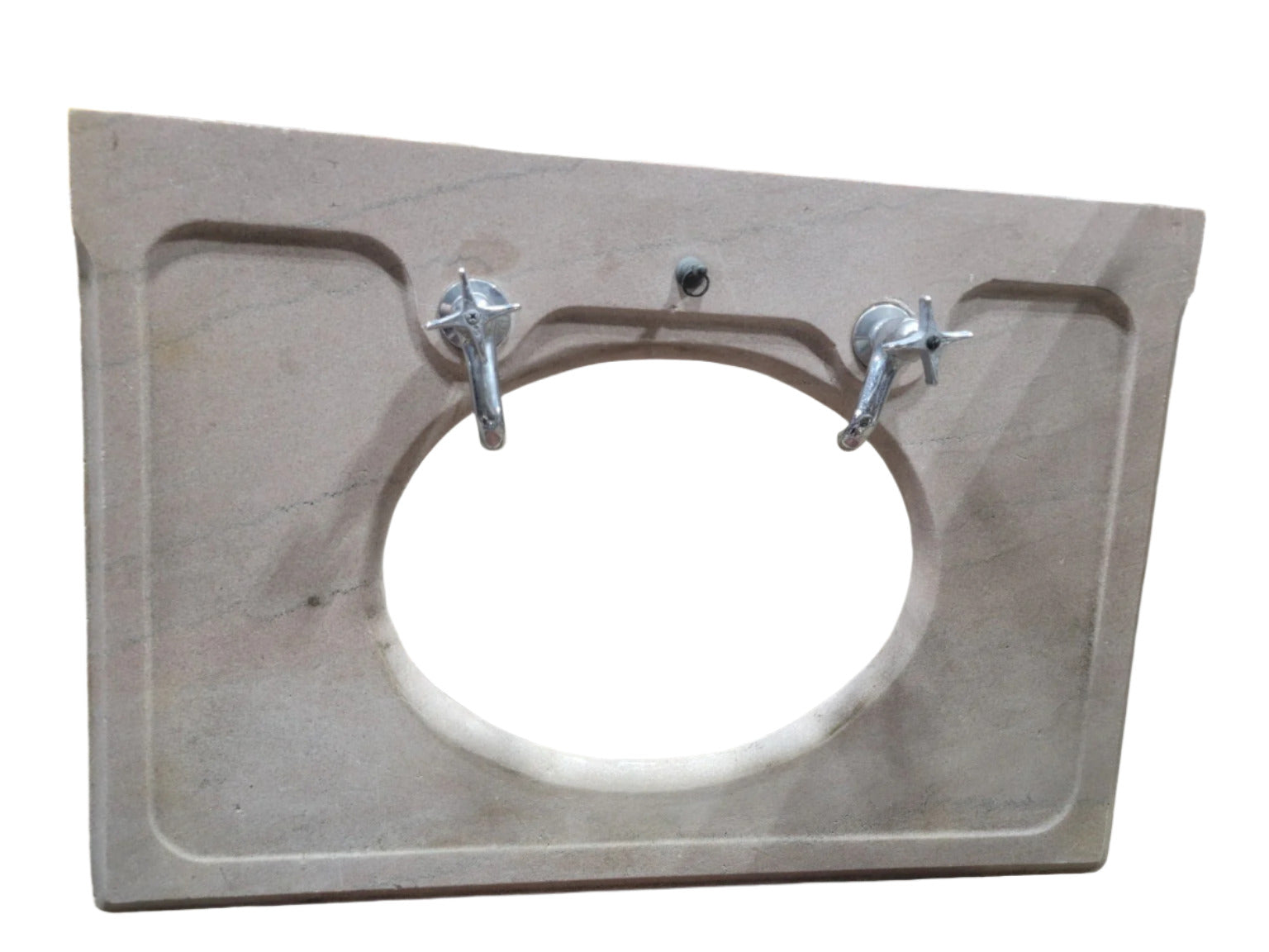 Antique Porcelain Drop-In Sink Basin & Pink Virginia Marble Stone Vanity Top