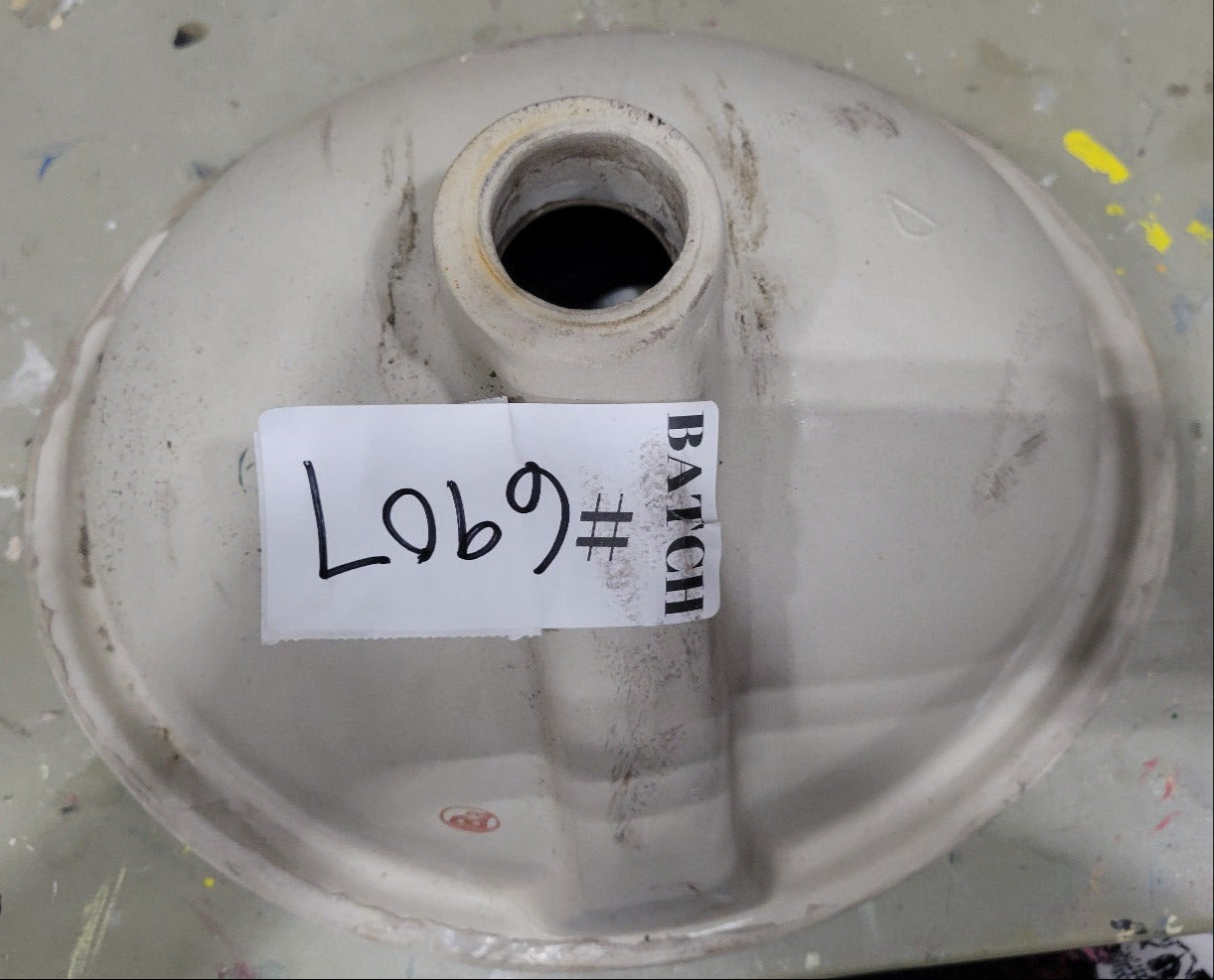 Antique Porcelain Drop-In Sink Basin & Pink Virginia Marble Stone Vanity Top