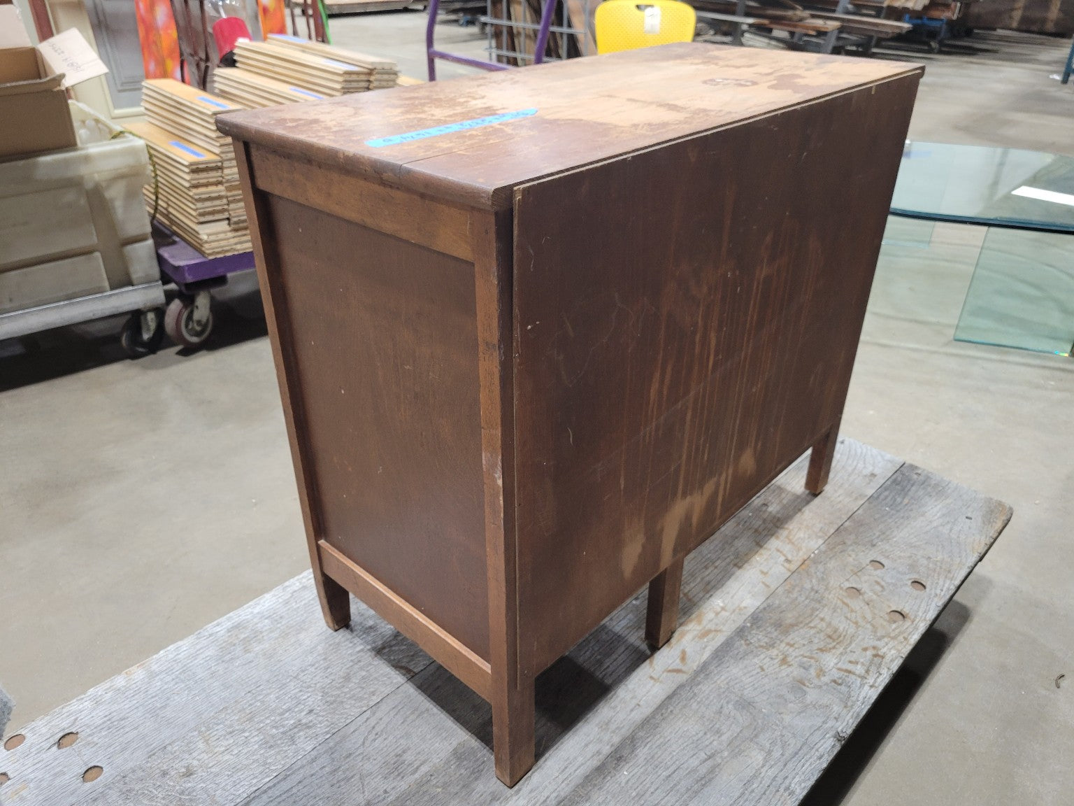 Vintage Wooden Student Desk with Side Slide-Out Work Surface