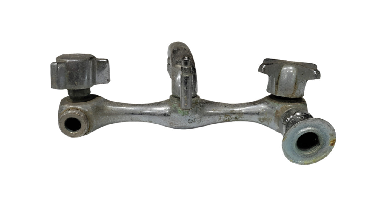 Vintage Dual-Handle Wall-Mount Faucet – 8" Spread with Swivel Spout