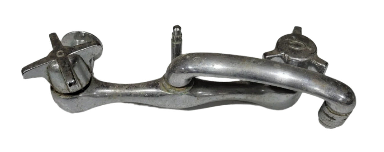 Vintage Dual-Handle Wall-Mount Faucet – 8" Spread with Swivel Spout